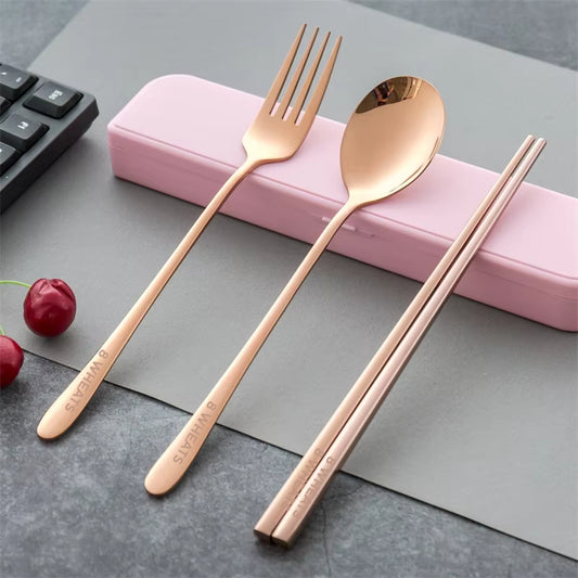 Personalized Spoon, Fork, and Chopsticks Set with Case