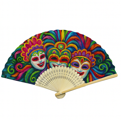 Personalized Silk or Paper Fan - Themed Festival Hand Fans Full Color Custom Print (21cm/8.25"L)