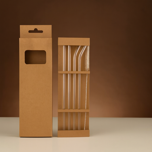 Clear Glass Straws - Set of 3 or 4 Reusable Drinking Straws (20cm x 6mm)