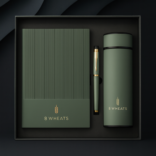 3-in-1 Tidy Desk Gift Box – Custom PU Leather Notebook, Pen, Thermos Cup with Logo