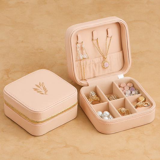 Saffiano Leather Travel Jewelry Case