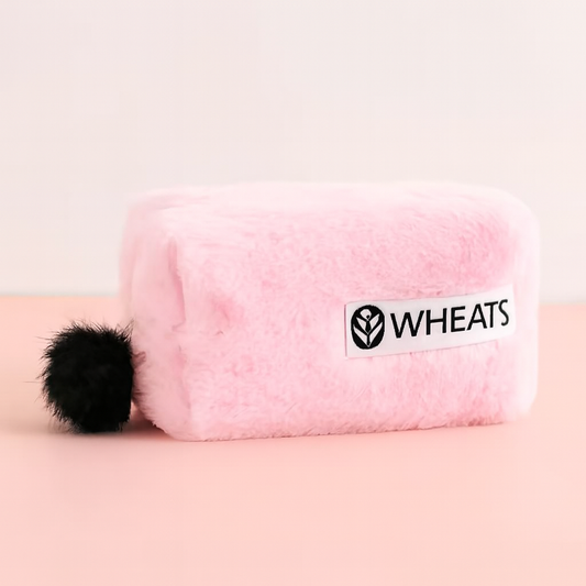 Private Label Fluffy Flannel Makeup Bag with Pom
