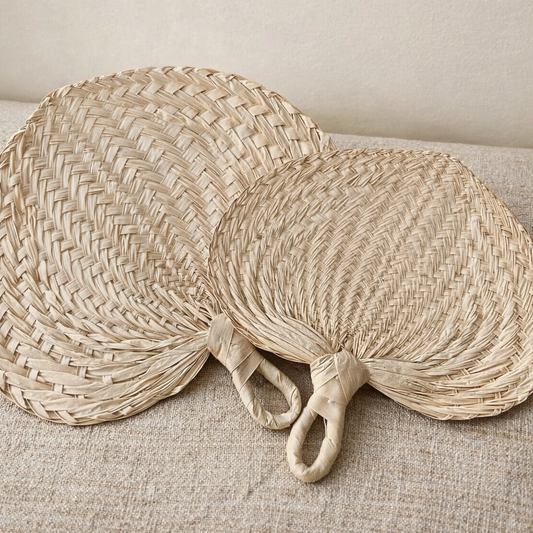 Handwoven Buri Palm Fans (Size: 11-13 Inches)
