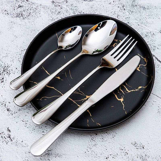 16-Piece Luxury Flatware Set for Western Dining - 304 Stainless Steel Spoon, Fork, Knife, and Teaspoon