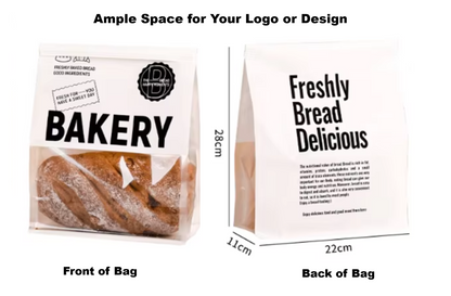 Personalized Premium Bakery Bread Bag with Logo, Window, & Self-Adhesive Closure